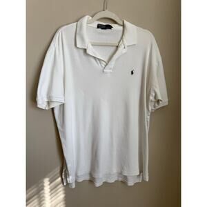 Vintage Y2K 1990s White Polo Ralph Lauren Cotton Polo Shirt Size XL | Preppy